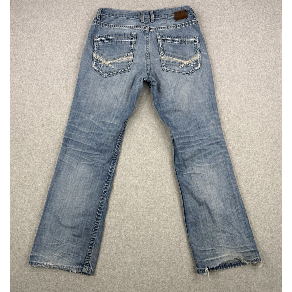 BKE Jeans Mens 34x31 Light Wash Jake Straight Leg Denim Western Whiskering - Picture 4 of 14